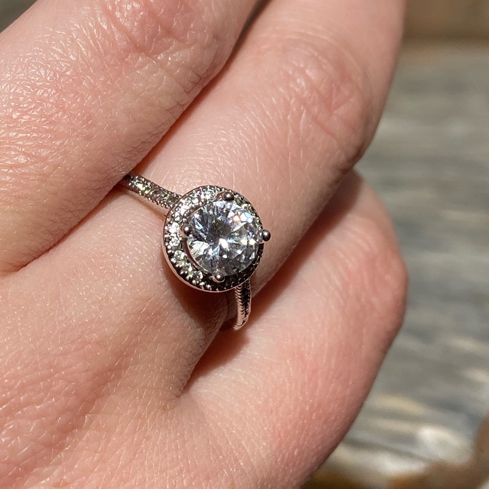 High Quality Signed Silver Plated CZ Costume Ring